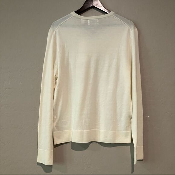 NWT Calvin Klein Cream V-Neck Merino Wool Washable Pullover Sweater Men's Size M - Picture 9 of 15